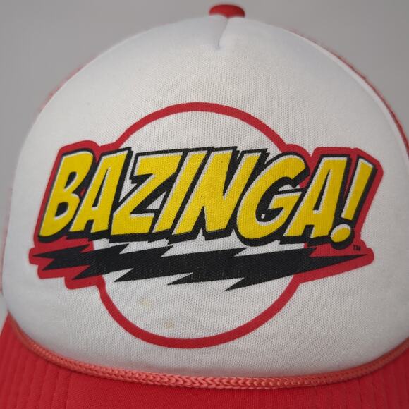 Bazinga Snapback Trucker Hat Red OS Adjustable Mesh Back The Big Bang Theory - Picture 5 of 10